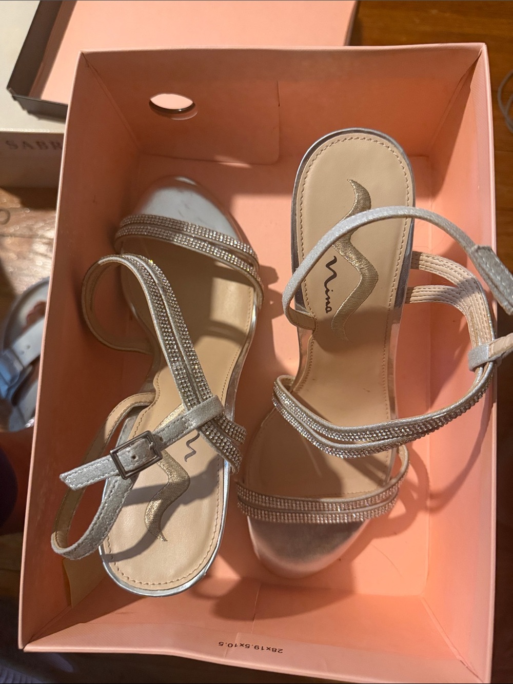 Nina Silver Sparkle Strappy Heels
